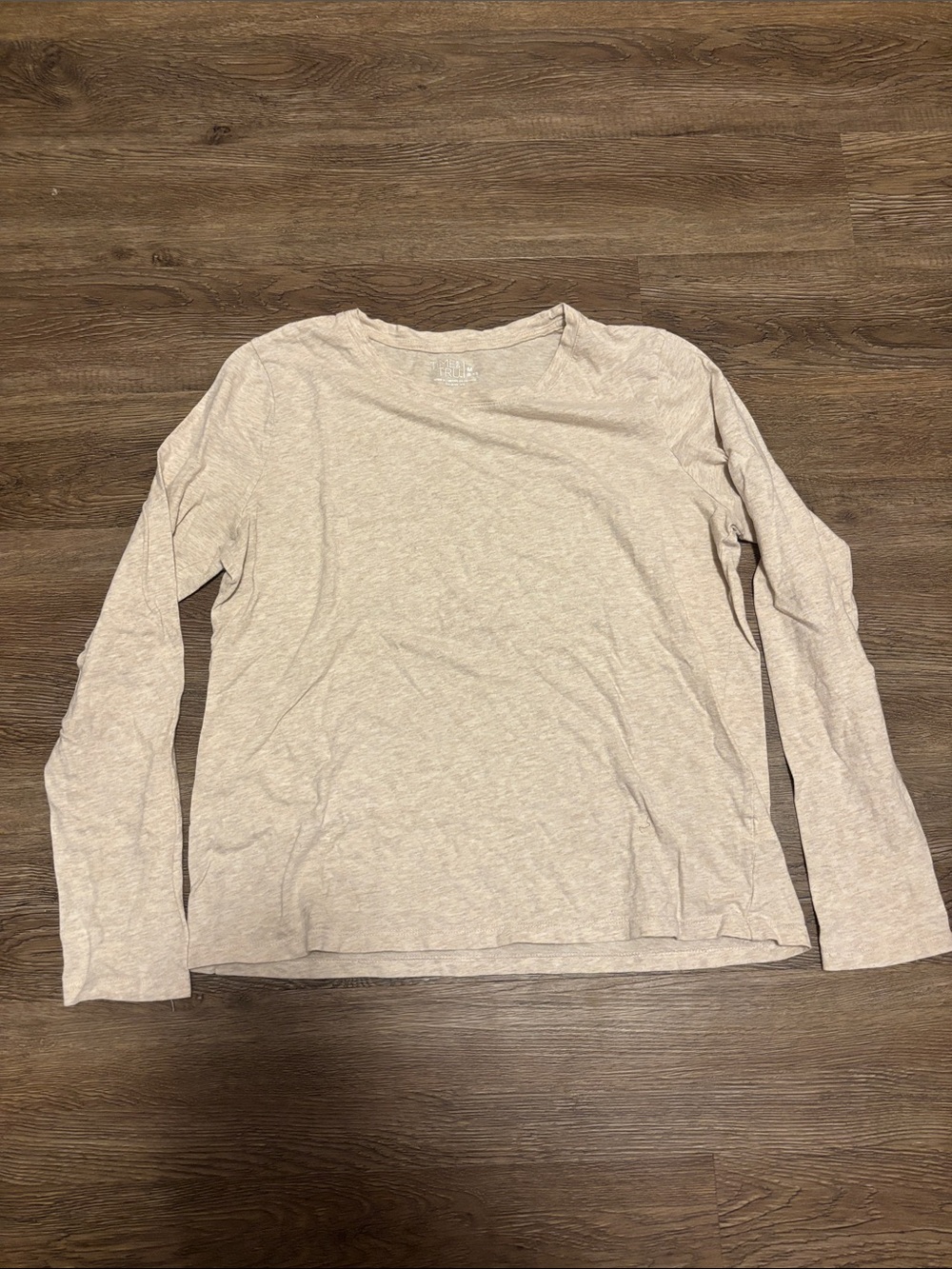women’s oatmeal colored crewneck long sleeve
